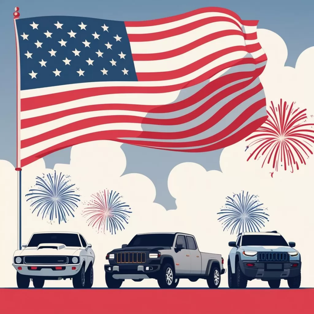 A patriotic featured image for American cars - Presidential Auto Leasing